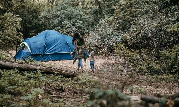 Zirconia RV Rental | Campsite 1 - Creekside on 38 acres -biking and hiking trails