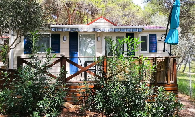 Castelnau-de-Guers House | Campsite Residential La Pinède * - Savanah COMFORT -2 bedrooms 30m2- *Clim, terrace, TV* 4 persons