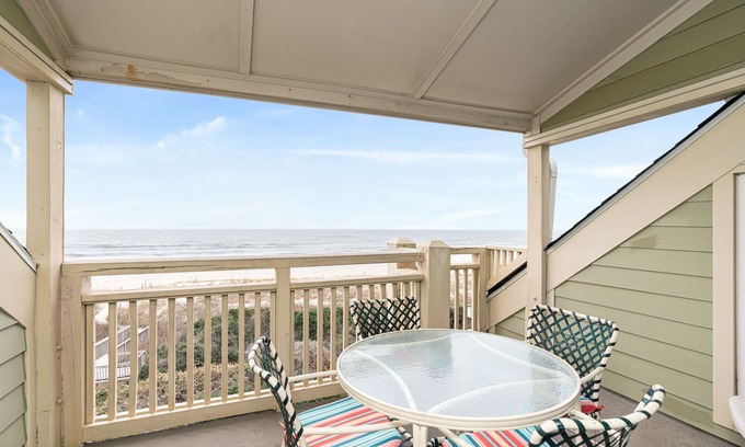 Caswell Beach Condo | Carefree: Oceanfront Condo with Private Balcony and Seasonal Community Pool