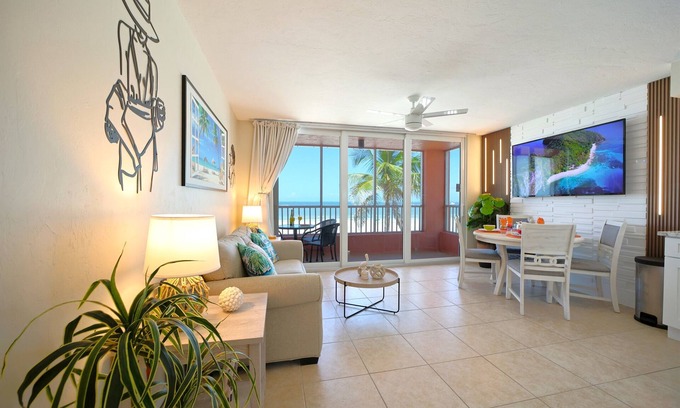 Fort Myers Beach Condo | Casa Playa #203 Beach Front "Sandcastle Casa" - Pet Friendly
