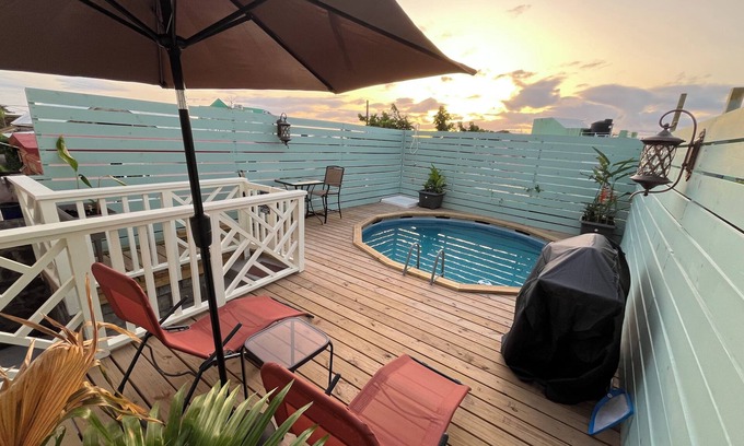 Roseau Apartment | Casita Heliconia - Jr. Suite #2 with lovely pool deck
