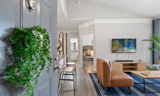 Far North Dallas Apartment | Central Ritzy Getaway with King Bed, Free Parking and Drinking Water Provided.