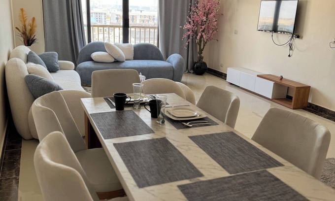 Nasr City Apartment | Charming 2-bedroom apartment with pool view WiFi and AC in lovely New Cairo City