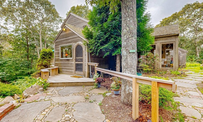 West Tisbury House | Charming 2-story house near the beach with inviting deck, large yard & canoe