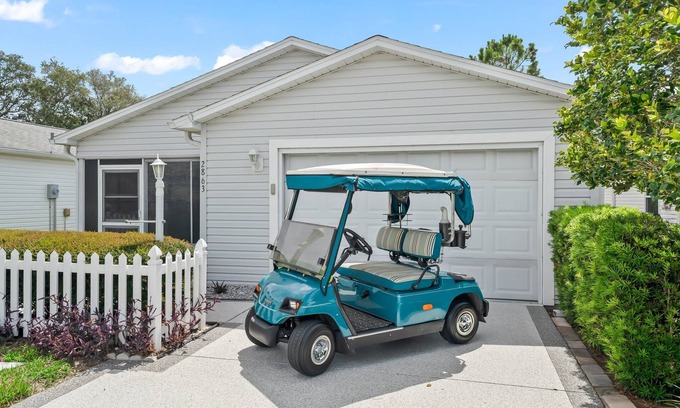 Santiago Villa | Charming 2BR Patio Villa with Golf Cart in Vibrant Village of Santiago