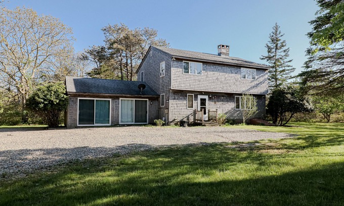 West Tisbury House | Charming forest retreat by the beach with grill, deck, & sprawling yard