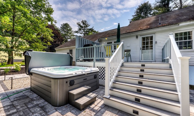 Kennebunk House | Charming home with deck, crib, yard, 5-person hot tub - 1 dog OK, walk to beach