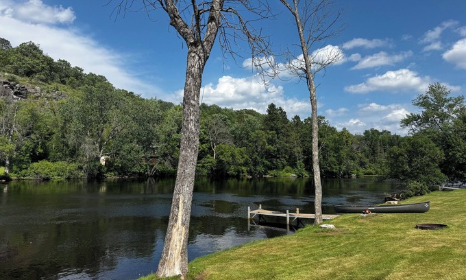 Crystal Falls Cabin | Charming log cabins on Paint River - Pet Friendly!