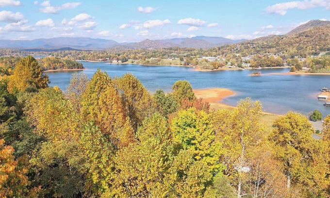 Nantahala Bay House | Chatuge Chalet - by Chatuge Home Concierge Lake view, mountain view, foosball, table fire pit