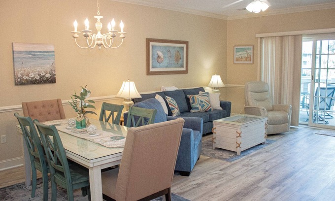 Central Myrtle Beach Condo | "Chic 2-bedroom Villa with Pool and Golf Course Views on 2nd Floor!"