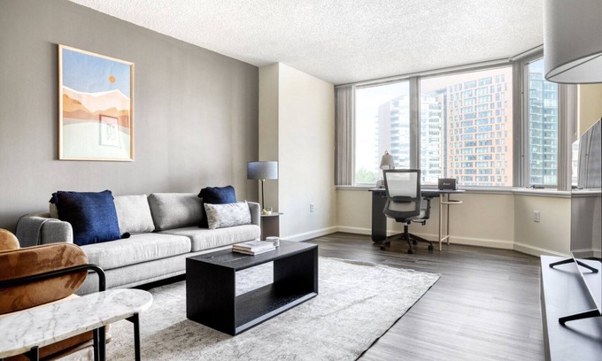 Woodmont Triangle Apartment | Chic Bethesda 1BR w/W/D, Concierge & Rooftop, near Metro by Blueground