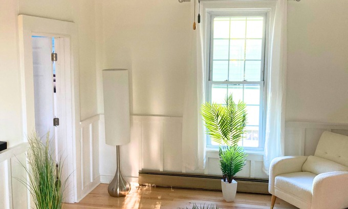 Easthampton Apartment | Chic Downtown Retreat Furnished 2-Bedroom with Trail Access & Outdoor Oasis