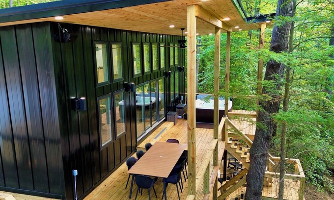 Campton Cabin | Chic modern cabin in a magical forest. Hot Tub, Swinging Bed, WiFi, & EV Charger