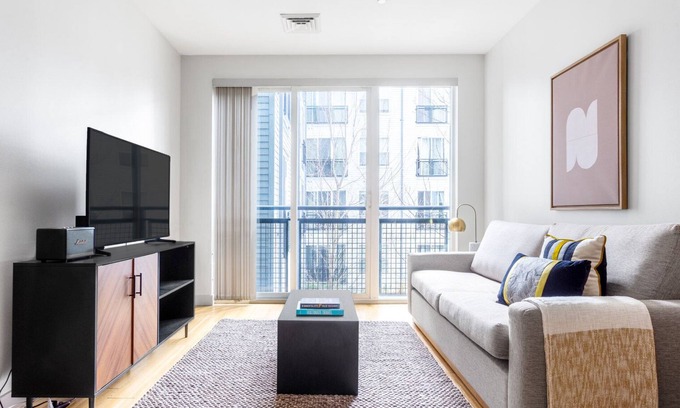 D Street - West Broadway Apartment | Chic South Boston studio w/Gym, W/D by Seaport & Lawn on D by Blueground