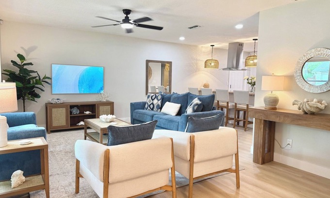 Port Orange House | Coastal Bliss Getaway 3.8 Miles to Beach. Stylish & Coastal Charm Interior