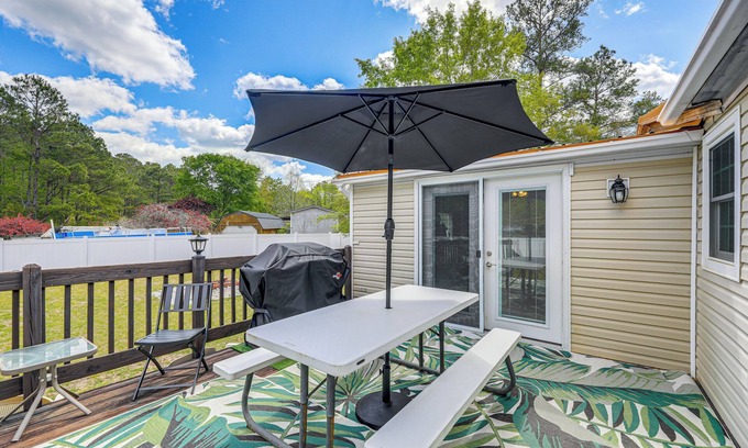 Carteret County House | Coastal Escape w/Grill, Yard, Fire Pit & Decks!
