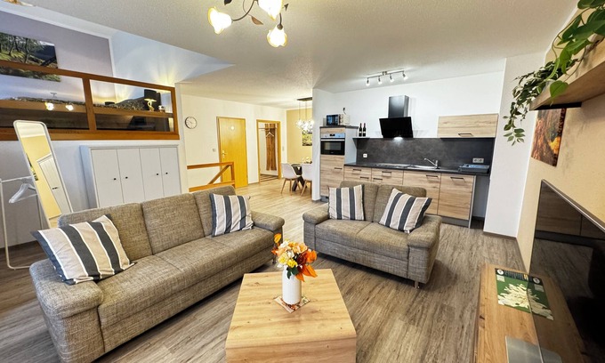 Eibenstock Apartment | Comfortable 72m² loft apartment near the bathing gardens and sauna complex.