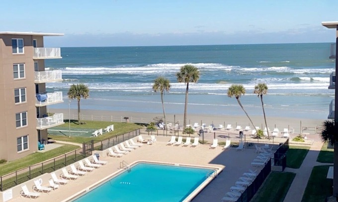 New Smyrna Beach Condo | Comfortable condo with a Direct Ocean View! No Drive Beach in NSB