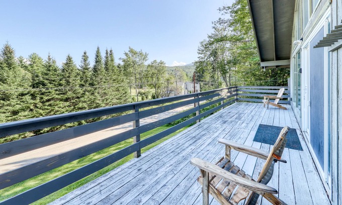 Winhall House | Comfortable Top-Floor Duplex in the Forest with Electric Fireplace and Deck!