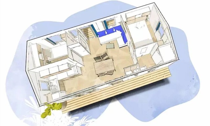 Daglan House | Cottage BAHIA (4 pers) 2 bedrooms-TV-Air-conditioning-Dishwasher-Covered terrace with bench for 4 persons