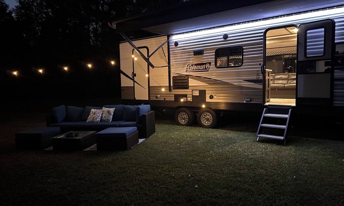 Greenville House | Cozy 1-bedroom RV on private stocked pond. Glamping in Greenville