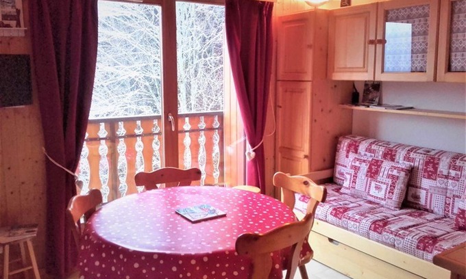 Saint-Jean-dʼAulps Apartment | Cozy apartment for 6 near slopes with balcony, ski locker and covered parking