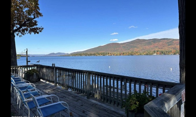 Lake George House | Cozy log home 1 block from private Lake George waterfront association