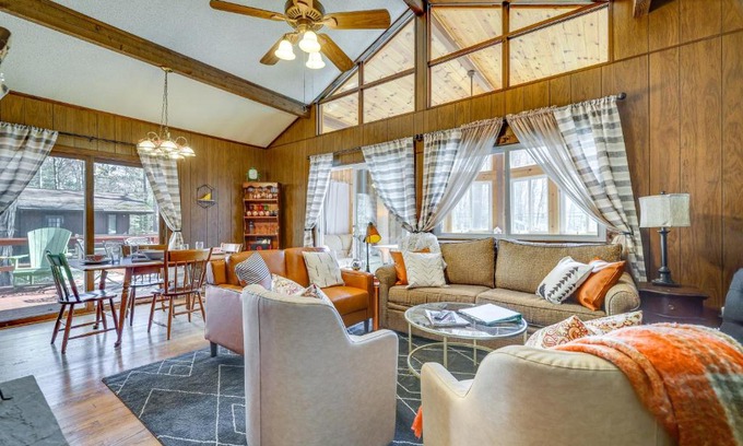 Locust Lake Village House | Cozy Pocono Lake Cottage with Fire Pit and Ping Pong!