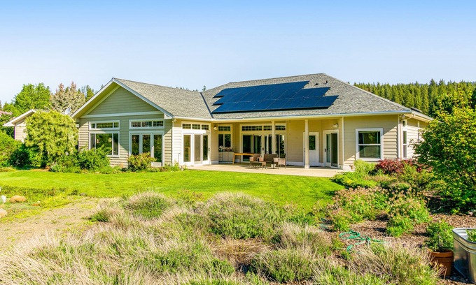 Cle Elum House | Creek-front home with great views, patio, sports court, & fireplace - dogs OK