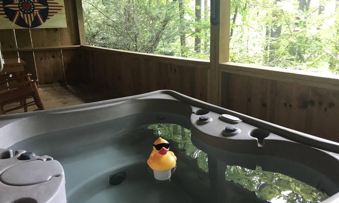 Candler Cabin | Cuddle Up and Relax- Hot Tub, Fireplace, Romantic, View, Free WiFi, Pet Friendly