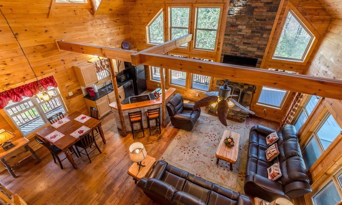 Helen Cabin | Custom Built Cabin with Sauna, Hot Tub & Wrap Around Porch, Pet Friendly 3BR 3BA