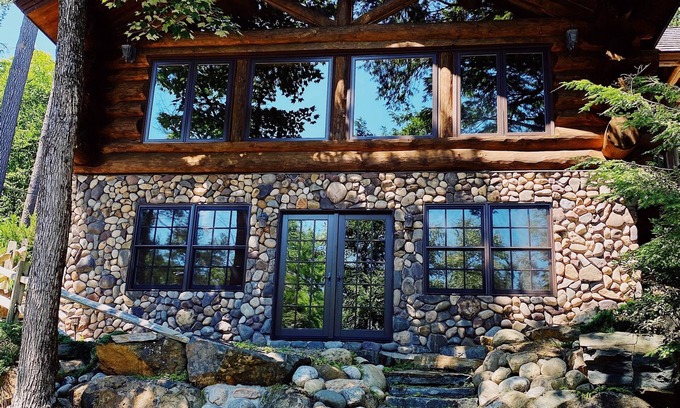 Bolton Landing House | Custom lake view log home 100 feet from the waters edge