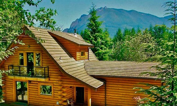 Riverbend Ski Chalet | Designer Log Home Estate + River @vacationloghome