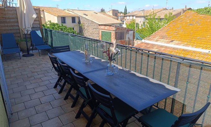 Agde Apartment | Desirable 2nd floor town house apartment, sleeps 5-6. Roof terrace and parking.