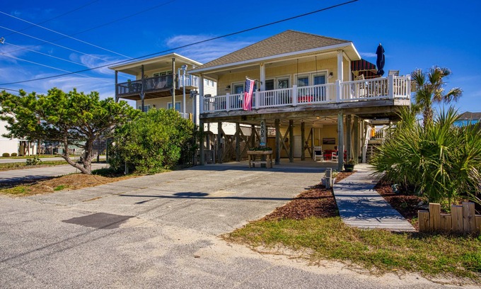 North Topsail Beach House | Dog-friendly beach-view home w/wraparound deck, screened porch and fenced yard
