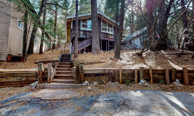 Twin Peaks Cabin | Dog-friendly cabin surrounded by trees and wildlife with fireplace & deck
