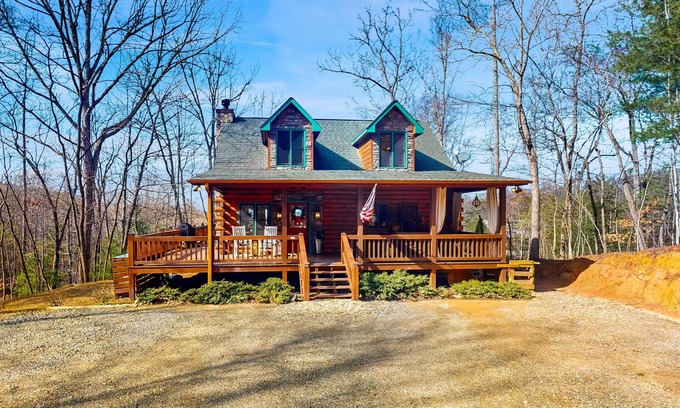 Morganton Cabin | Dog-friendly cabin with hot tub, gorgeous views, firepit & wraparound porch
