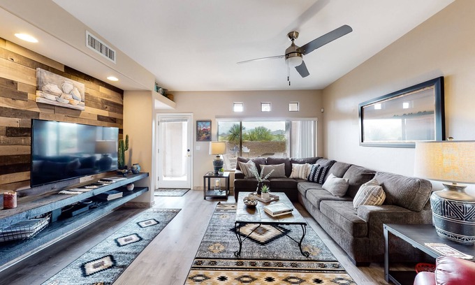 Rancho Vistoso Condo | Dog-friendly, ground-floor condo with patio, desert views, pool, hot tub, & W/D