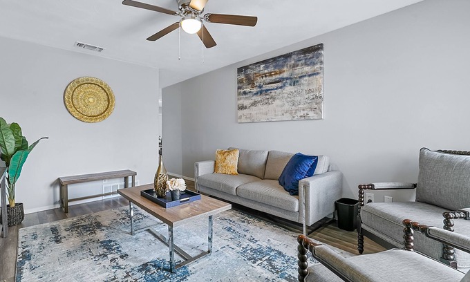 Garland House | Dog-friendly home with enclosed backyard, washer/dryer & AC - walk to dining