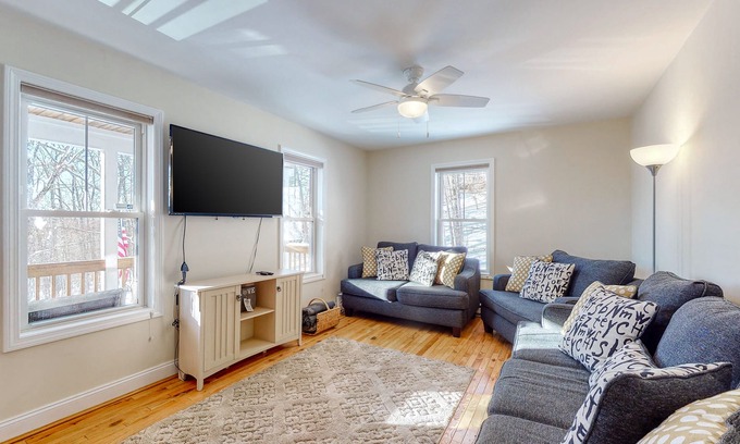 Eidelweiss Village House | Dog-friendly home with large deck, AC, grill, fireplace & beach access