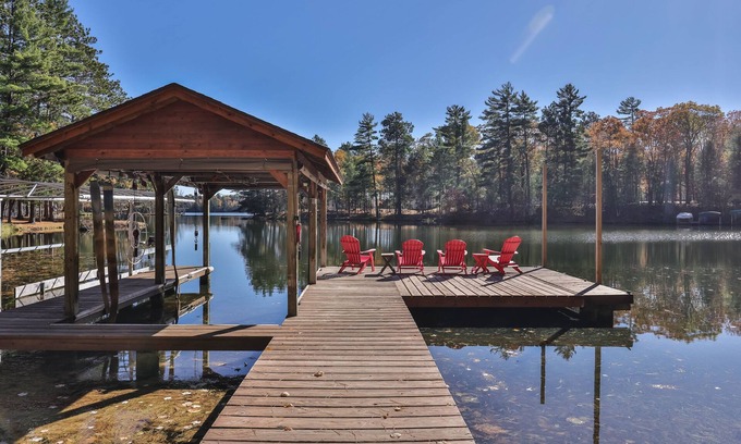 Eagle River House | Dog-friendly, lakefront lodge in the woods with large dock, central AC, & canoe