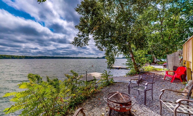 Augusta House | Dog-friendly lakefront home with dock, fireplace, firepit, lake views, & 1 kayak