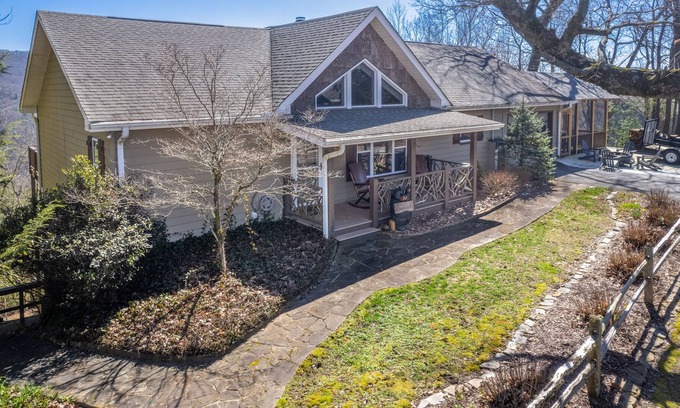 Dillard House | Dog-friendly, mountaintop home with stunning view, hot tub, pool & game room