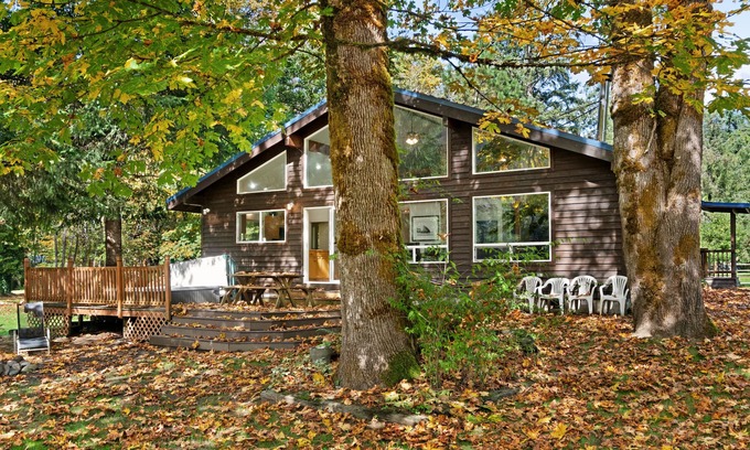 Baring Cabin | Dog-friendly riverfront cabin w/Private Hot Tub, Wood Stove, near Ski resort