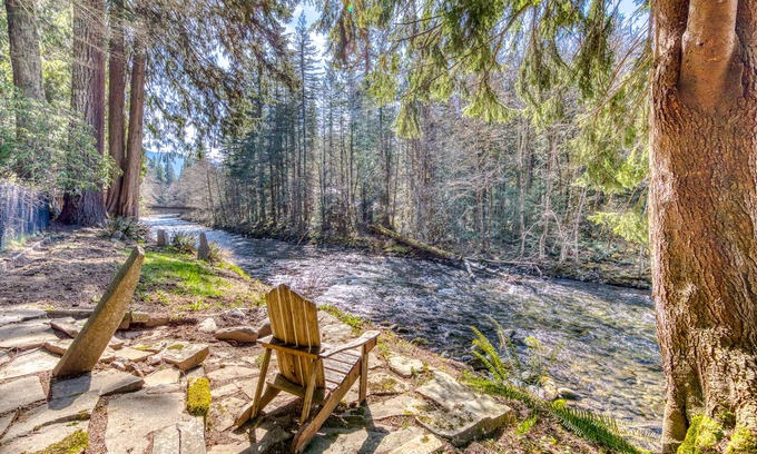 Welches House | Dog-friendly, riverfront home w/a wood-burning fireplace & views