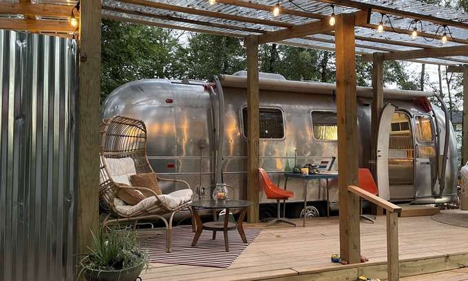 Berryville House | Dog-friendly vintage camper with grill, firepit, river access, & outdoor theater