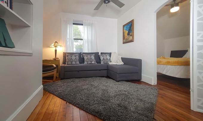 Manistee House | Downtown home blocks to the beach w/king bed, deck fire pit & air conditioning