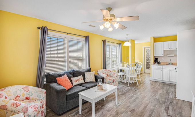 Surf City House | Dreamy ocean-view suite with pool, central AC, full kitchen, patio, & balcony