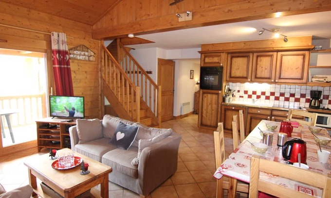 Bisanne 1500 House | Duplex Apartment in Les Saisies with Pool, 3 Balconies, Parking - Sleeps 8