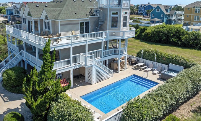Whalehead Beach House | E=M(Sea)2: Private Pool & Hot Tub, Rooftop Deck w/Ocean View, Pet-friendly